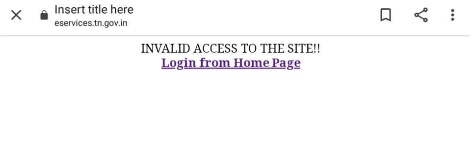 Invalid access to the patta chitta site